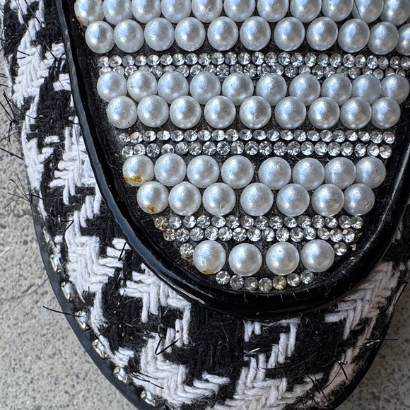 Betsey Johnson- Mariam- Chic Black and White Pearl Loafers - Picture 4 of 7
